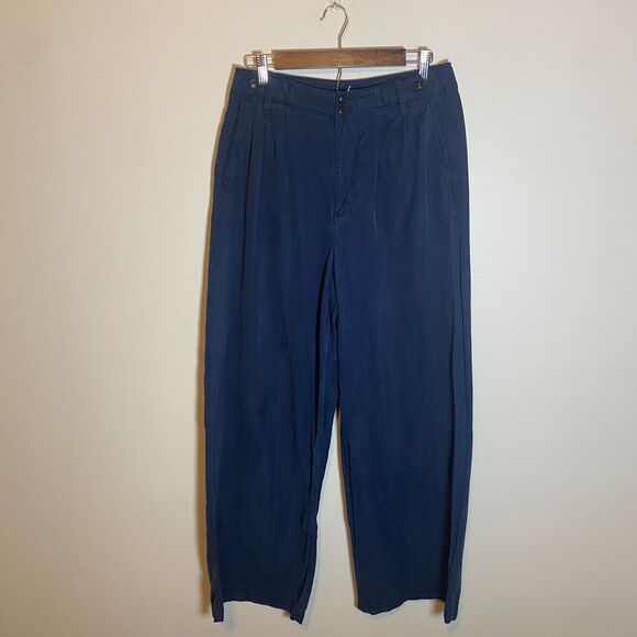 Madewell The Harlow Wide Leg Pants 6 Pleated Trouser Navy Minimalist Office - Picture 6 of 10